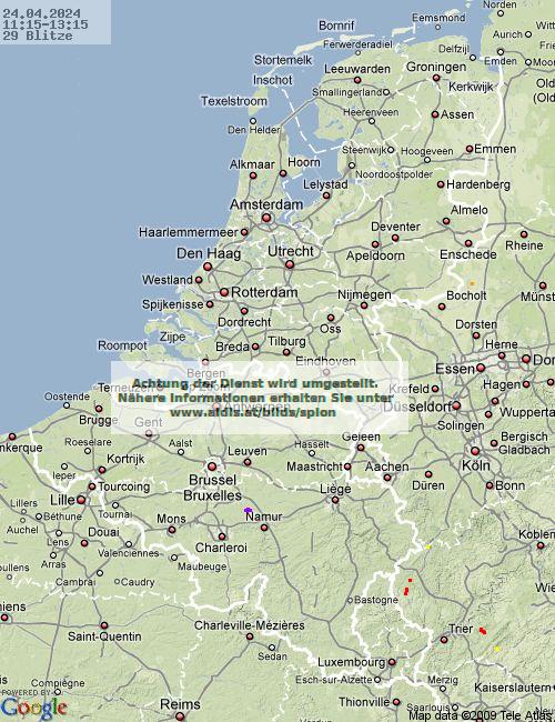 Lightning Netherlands 11:15 UTC Wed 24 Apr