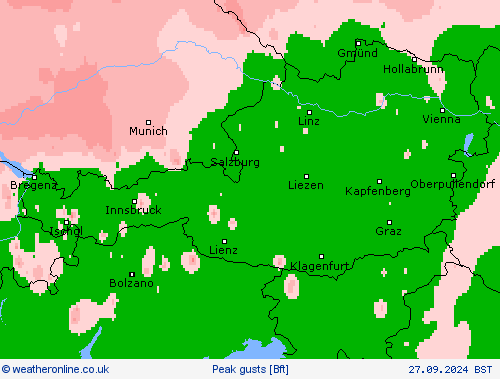 Peak gusts Forecast maps