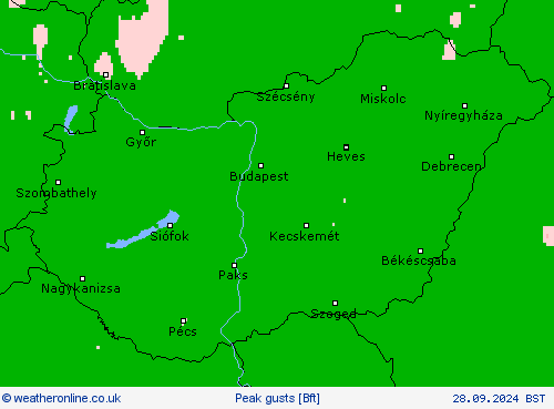 Peak gusts Forecast maps