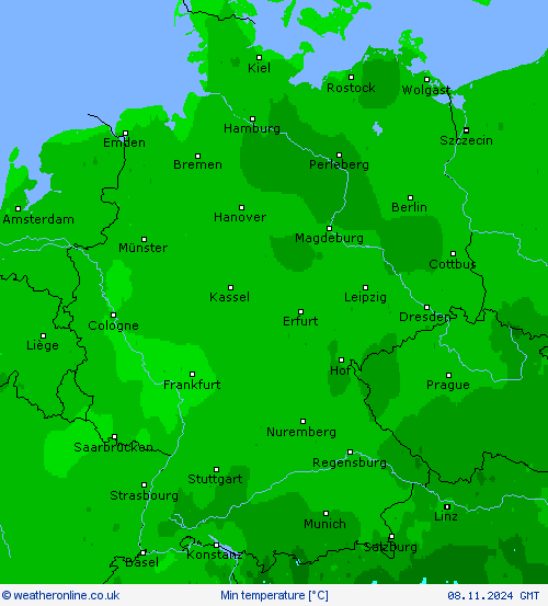 Min temperature Forecast maps